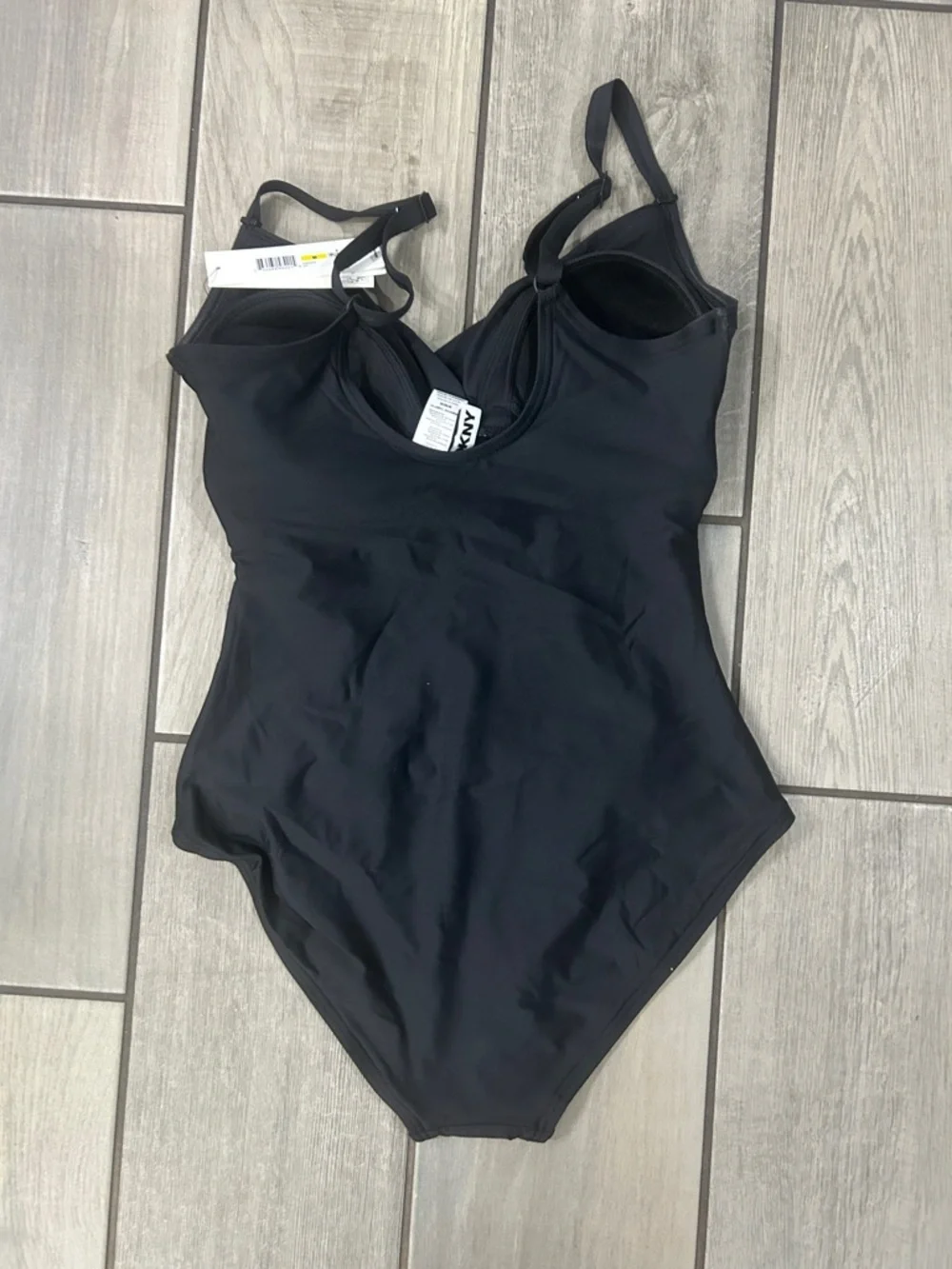 DKNY Women's Surplice Ruched Spaghetti Strap One Piece Swimsuit Tummy Control - Picture 7 of 9